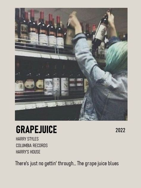 Harry Styles Grape Juice, Harry Styles Song Poster, Harry Styles Songs, Harry Styles Poster, About Books, Columbia Records, Grape Juice, Harry Edward Styles, Edward Styles