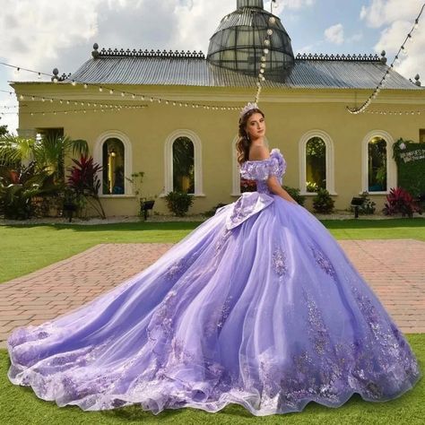 Mexican Lavender Butterfly Quince Dress Lavender With Bow Applique, Tulle Lace, And Beading Perfect For Birthday Parties And Special Occasions From Queenshoebox, $1.150,04 | DHgate.Com Butterfly Quince Dress, Lilac Quinceanera, Lilac Quinceanera Dresses, Lavender Quinceanera Dresses, Dream Daughter, Lavender Quinceanera, Wedding Gown Princess, Quincenera Dresses, Gowns Aesthetic