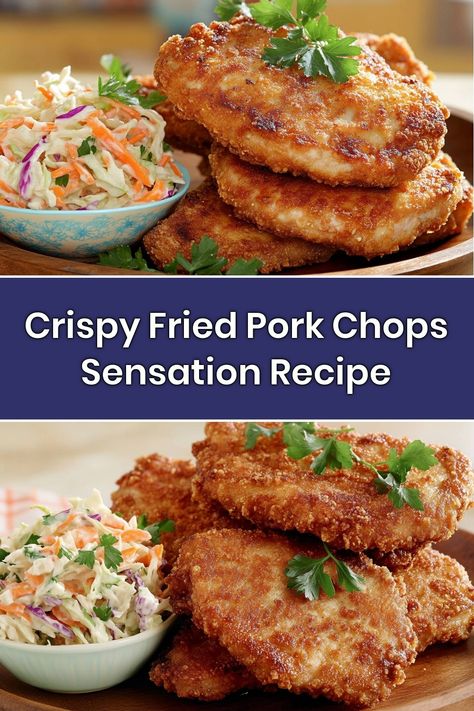 Get ready to indulge in the ultimate comfort food with my Crispy Fried Pork Chops! These juicy, breaded chops are perfectly seasoned and fried to golden perfection, making them the star of any dinner table. Serve them alongside a refreshing coleslaw for a delightful meal that your family will love. Trust me, this is a recipe you won’t want to miss! Velveting Pork Chops, Fried Pork Chops Recipe, Fried Pork Chop Recipes, Homemade Banana Pudding Recipe, Grilled Halibut, Homemade Banana Pudding, Paprika Pork, Fried Pork Chops, Tuna Salad Recipe