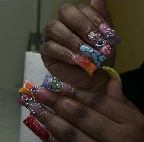 follow for more! Exotic Duck Nails, Xxl Nails, Duck Nail, Grad Nails, Poppin Nails, Junk Nails, Lipstick Nails, Hard Nails, Duck Nails