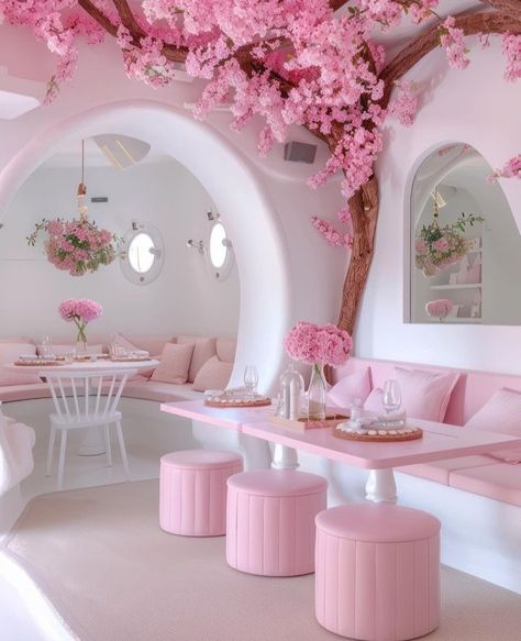 Bakery Shop Interior, Pink Cafe, Bakery Design Interior, Cafe Shop Design, Bakery Design, Bakery Ideas, Salon Interior Design, Cafe Interior Design, Salon Decor