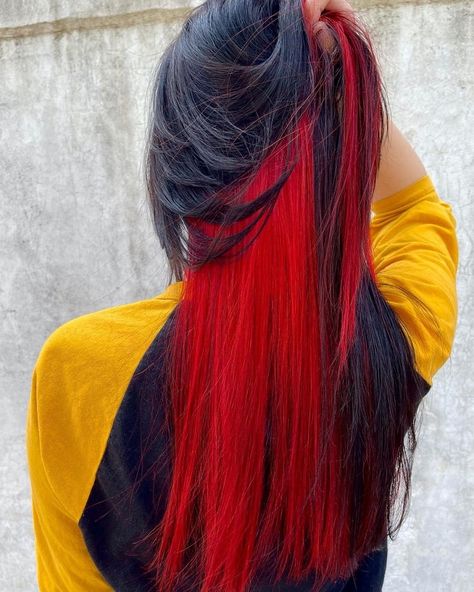 25 Eye-Popping Underneath Hair Color Ideas for 2023 – Hairstyle Camp Red Hair Underneath, Hair Color Peekaboo, Under Hair Dye, Under Hair Color, Brown Hair Bangs, Underneath Hair Color Ideas, Hair Dues, Underneath Hair Color, Hidden Hair Color