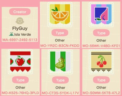 Popstar Poses, Animal Crossing Custom Designs, Fruit Stall, Fruit Box, Stall Designs, Animal Crossing Qr, Designs Patterns, Custom Items, Animal Crossing