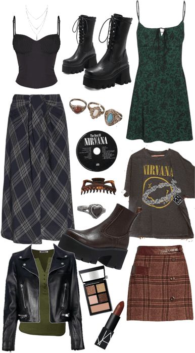 #03 dream style!! Outfit | ShopLook Dress Outfits Grunge, Green Goth Aesthetic Outfit, Goth Vintage Outfits, Emo Hippie Outfits, Grunge Outfit Board, Grunge Outfits Autumn, Whimsigothic Aesthetic Outfits, Grunge Autumn Outfit, Ropa Grunge Aesthetic