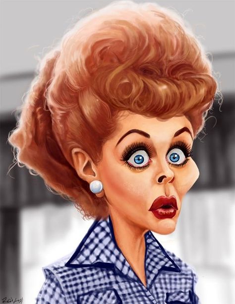 Lucile Ball, Caricature Sketch, Funny Caricatures, Caricature Artist, Celebrity Caricatures, Caricature Drawing, Lucille Ball, John Travolta, Funny Christmas Cards