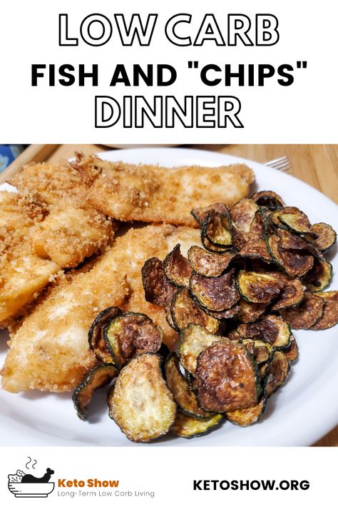 Less than 10 carbs per serving this keto friendly and low carb fish and chips recipe is easy to make. All you need is fish fillets, zucchini, eggs, pork rinds, and oil for frying. Baked Swai, Fish And Chips Recipe, Breaded Cod, Frozen Tilapia, Fish N Chips Recipe, Swai Fish, Pork Rind, Fish Fillets, Calorie Tracker