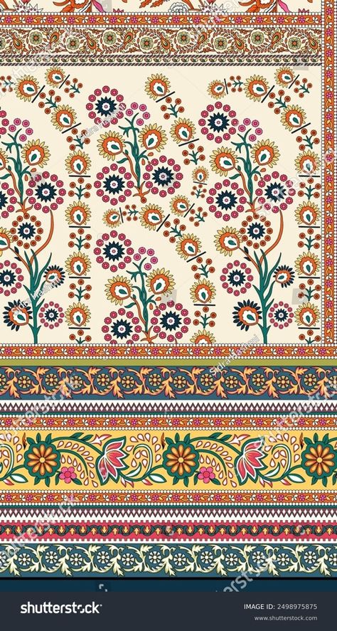 Floral Pattern Wall Paper Semless Pattern Stock Illustration 2498975875 | Shutterstock African Pattern Design, Textile Prints Design, Borders Design, Prints Design, Kurti Design, Digital Borders Design, Pattern Wall, African Pattern, Digital Flowers