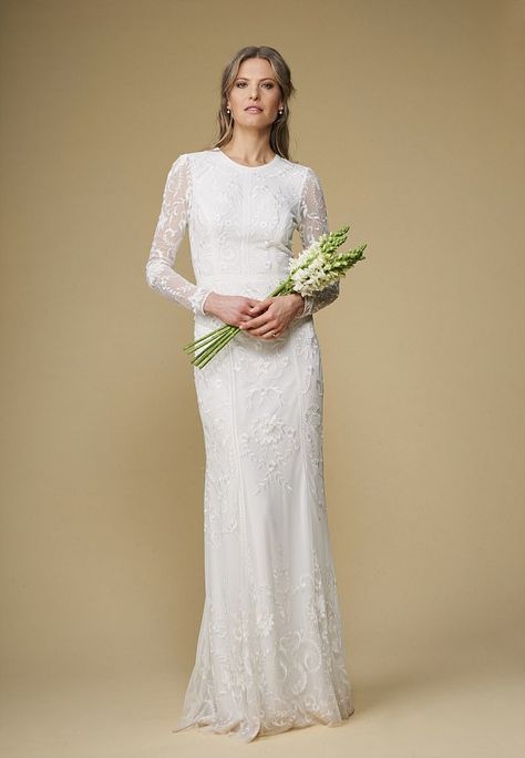 Long-sleeve lace dress, £336, Nine by Savannah Miller at debenhams.com. Latest figures sho... Wedding Dresses For Over 50 Older Bride Over 50 Bridal Gowns, Wedding Dress Over 50 Older Bride, Wedding Dresses For Older Women, Older Bride Dresses, Wedding Dresses For Older Brides, Dresses For Older Brides, Older Bride Wedding Dress, High Street Wedding Dresses, Brides Jewelry