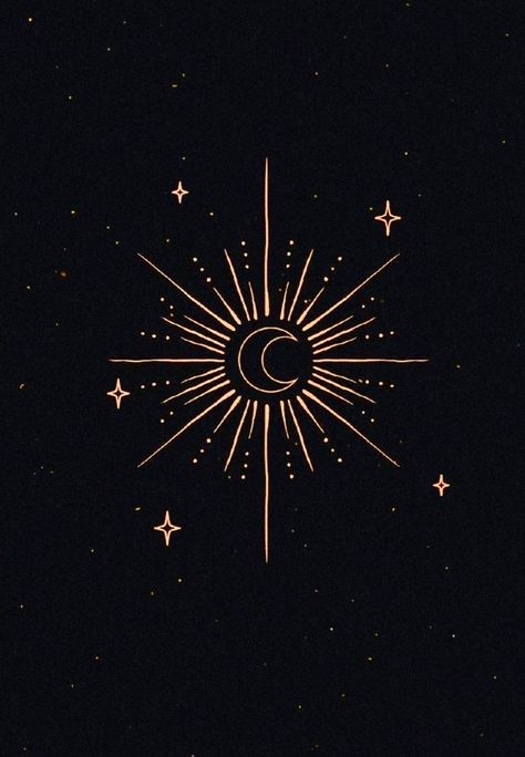 Moon And Star Design, Cosmic Symbols, Simple Celestial Art, Moon Core, Celestial Design, Sun Motif, Sun Illustration Design, Dark Astrology Aesthetic Wallpaper, Black And Gold Celestial Aesthetic