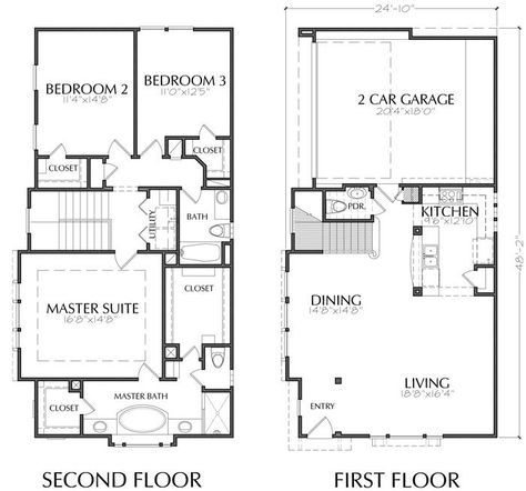 2 Story Floor Plans With Master Upstairs, 2 Bed 2 Bath 2 Story House Plans, 3 Bedroom Floor Plan 2 Story, Blue Print Of House, Second Floor Floor Plan, 2 Story Mansion Layout, Small 3 Bedroom House Plans 2 Story, Two Story House Plans Small, Bloxburg Home Layout 2 Story