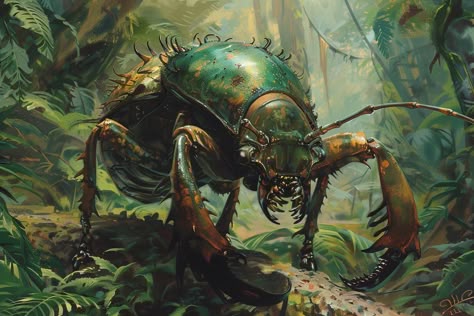 Giant Beetle in Jungle Dnd Insect, Giant Beetle, Jungle Environment, Magical Beasts, N C Wyeth, Inspirational Digital Art, Detective Comics, Beetles, Aspect Ratio