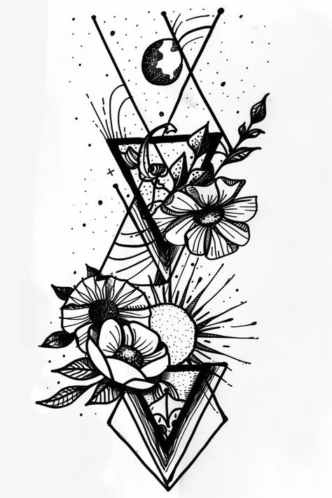 Tattoo idea: tattoo sketch I want to break free. geometric tattoo 1 Crystal Tattoo Ideas, Symmetrical Tattoo, Origami Elephant, Crystal Tattoo, New Tattoo Designs, Japanese Waves, Traditional Japanese Tattoos, 3d Tattoos, 3d Tattoo