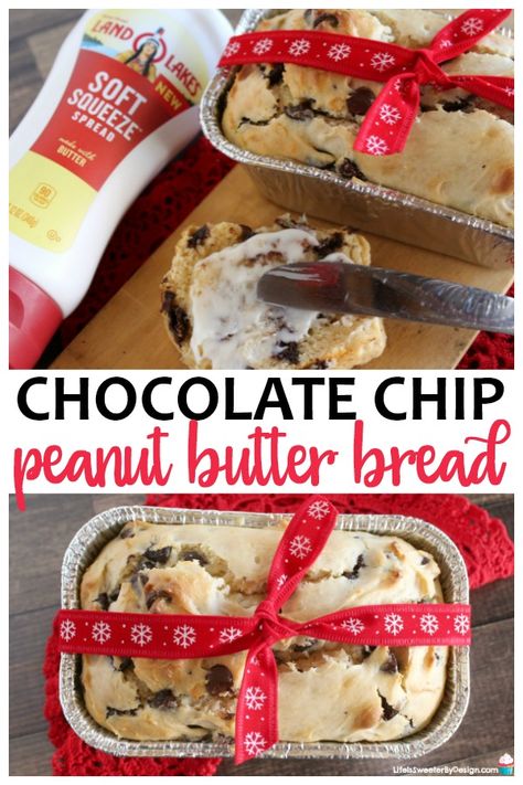 Peanut Butter Chocolate Bread, What Can I Make With Bread Slices, Peanut Butter Chocolate Chip Bread, Homemade Dessert Bread Recipes, Loaf Pan Bread Recipes, Desert Bread Recipes, Mini Bread Loaves Christmas Gift Ideas, Bread Pan Recipes, Winter Breads