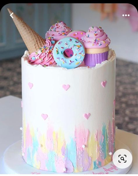 Two Sweet Bday Cake, Fourever Sweet Cake Ideas, Ice Cream Cake Theme Ideas, Simple Two Sweet Birthday Cake, Its Sweet To Be Three Birthday, Rainbow Candyland Cake, Candyland 3rd Birthday Party, Sweet Treat Birthday Cake, 2 Sweet Birthday Cake Ideas