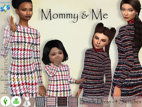 Sims 4 Mommy And Me Outfits, Boucle Dress, Mommy And Me Shirt, Mommy And Me Outfits, Sims Community, Sims 4 Cc, Free Sites, The Sims Resource, Sims Resource