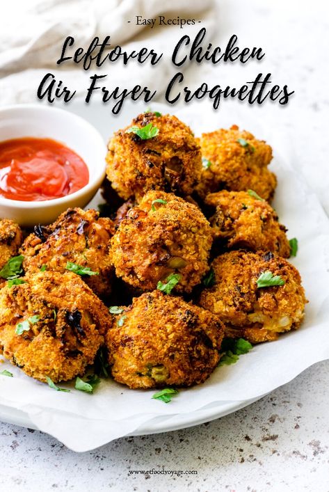 Leftover Chicken Air Fryer Croquettes Recipe - ET Food Voyage Air Fryer Croquettes, Croquettes Recipe Air Fryer, Leftover Chicken Air Fryer Recipes, Air Fryer Chicken Croquettes, Airfryer Croquettes, Reheating Leftovers In Air Fryer, Chicken Croquettes Recipe Air Fryer, Tuna Croquettes Air Fryer, Chicken Air Fryer