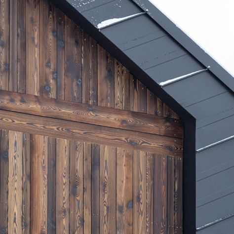 Charred Cladding Light Amber 20x140x4000 - TimberIreland.ie Charred Larch Cladding, Charred Timber Cladding, Charred Cladding, Garage Plans With Loft, Larch Cladding, Wooden Facade, Charred Wood, Wood Cladding, Timber Cladding