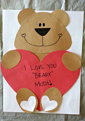 bear valentine craft love you beary much Preschool Valentine Crafts, Saint Valentin Diy, Valentines Bricolage, February Crafts, Valentine's Day Crafts For Kids, Preschool Valentines, Valentine Crafts For Kids, Valentine Projects, Bear Crafts