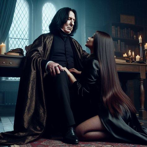 Snape And Hermione Fan Art, Severus Snape Kiss, Hot Severus Snape, Female Snape Fanart, Severus Snape Romance, Severus Snape Hermione Granger, Fem Harry, Snape And Hermione, Funny Photos Of People