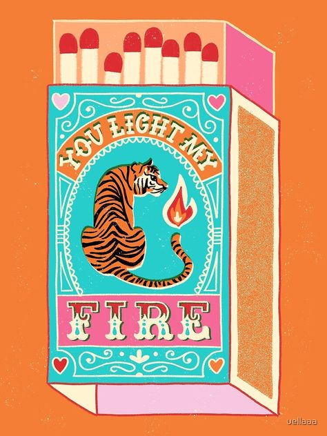 Vintage Posters Art Deco, Matchbox Illustration, Cool Art Prints, Valentines Designs, Fire Illustration, Fire Poster, Art Prints Aesthetic, Fire Graphic, Fire Pattern