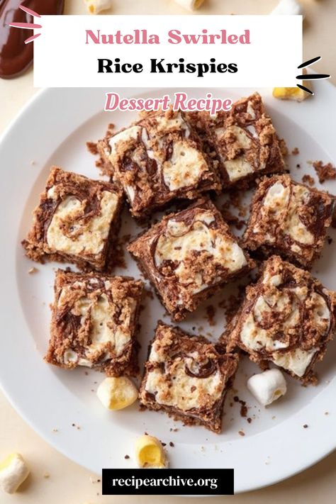 Nutella Swirled Rice Krispies Rice Crispy Treats Recipe Original, Rice Krispies Desserts, Crispy Treats Recipe, Recipes With Rice, Rice Krispies Cereal, Homemade Rice Krispies Treats, Rice Crispy Treats Recipe, Krispie Treats Recipe, Savory Cheese