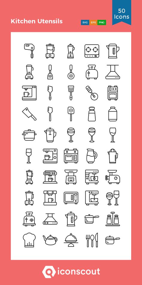 Kitchen Stickers Printable, Kitchen Equipment Logo, Line Kitchen, Insta Gif, Posting Ideas, Kitchen Icon, Recipe App, Recipe Icon, Basic Kitchen