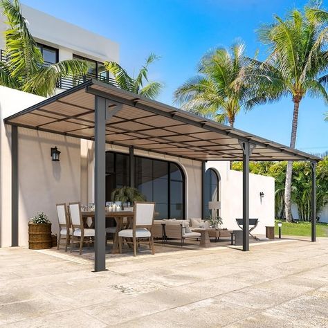 AECOJOY Wall Mounted Gazebos Pergola Gazebo Awnings for Backyard - On Sale - Bed Bath & Beyond - 38005205 Pergola Metal, Aluminum Patio Covers, Pergola Diy, Patio Pergola, Pergola Lighting, Metal Pergola, Aluminum Pergola, Pergola Canopy, Gazebo Pergola