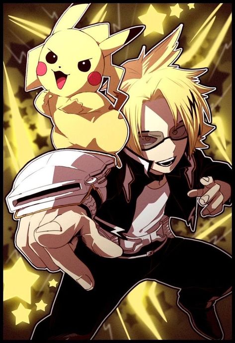 Kaminari And Pikachu, Denki And Pikachu, Mha X Pokemon, My Hero Academia Pokemon, Kaminari Pikachu, Mha Pokemon, My Hero Academia Kaminari, My Hero Academia Denki, Denki Mha