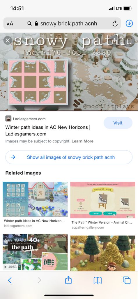 Snowy Brick Path Acnh, Acnh Snowy Brick Path, Brick Path Acnh, Path Animal Crossing, Path Acnh, Acnh Winter, Acnh Path, Fairy Christmas, Brick Path