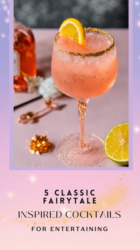 In the world of mixology, fairytales come to life in a glass. From Jack's Magic Beanstalk Elixir to Goldilocks' Honeyed Bourbon Smash, these whimsical cocktails evoke the magic of classic stories. Dive into a world of enchantment and craft your own fairytale-inspired drinks with this collection of 60+ recipes....#fairytalecocktails #cocktailrecipes Acotar Cocktails Ideas, Fairytale Drinks, Enchanted Cocktails, Alice In Wonderland Cocktails, Acotar Cocktails, Fairy Cocktails, Whimsical Cocktails, Magical Cocktails, Fairytale Cocktails