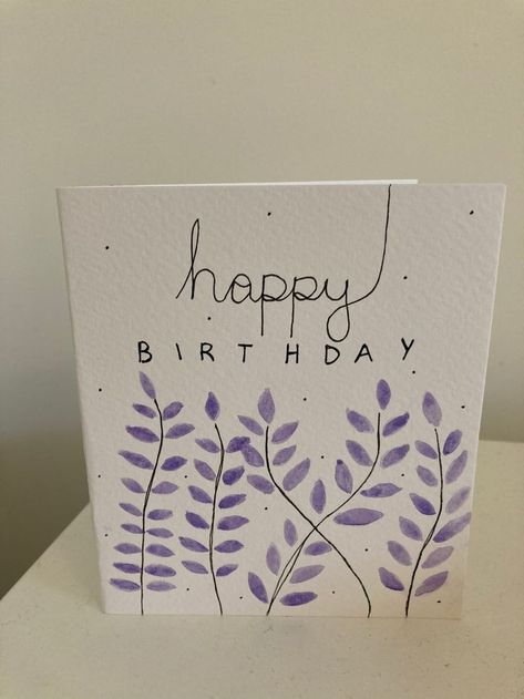 Painting On Canvas For Beginners, Happy Birthday Cards Handmade, Happy Birthday Cards Diy, Creative Birthday Cards, Watercolor Birthday Cards, Hand Lettering Cards, Birthday Card Drawing, Birthday Card Craft, Simple Birthday Cards