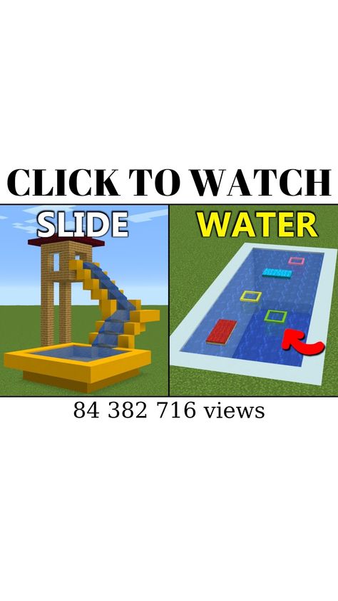 Minecraft Diving Board, Minecraft Water Park Ideas, Minecraft Water Slide, Minecraft Water Park, Minecraft Beach Builds, Water Park Ideas, Minecraft Build Hacks, Diving Boards, Lifeguard Chair