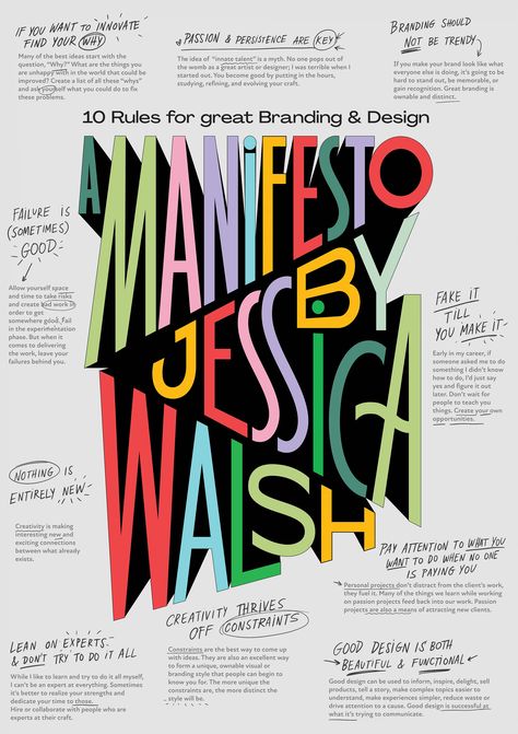 WePresent | A manifesto by creative agency &Walsh Jessica Walsh, Manifesto Design, Promo Flyer, Poster Graphic Design, Flyer Design Inspiration, Design Rules, Design Brochure, Type Design, Graphic Design Typography