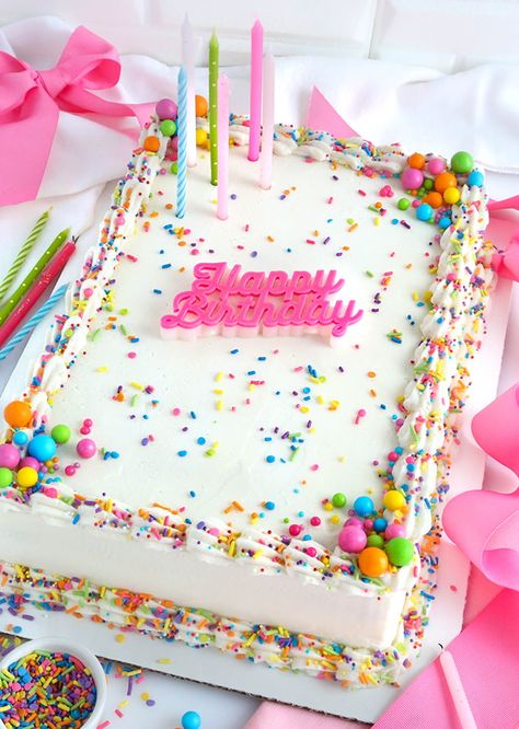 Cosco White Cake, 30th Birthday Sheet Cake, Sheet Cake Recipes 9x13, Cake With Sprinkles, Cake Sprinkles, Sprinkles Cake, Costco Sheet Cake, Pastel Rectangular, Costco Cake