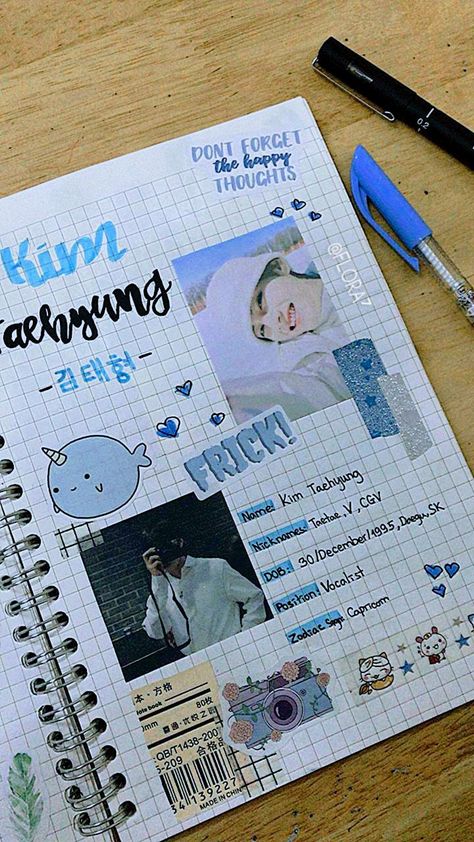 V Journal Ideas, Kim Taehyung Journal Ideas, Bts Journal Ideas Aesthetic, Taehyung Journal, Bts Journal, Pop Book, Diy Crafts Bookmarks, Bullet Journal Cover Ideas, Bullet Journal Mood Tracker Ideas