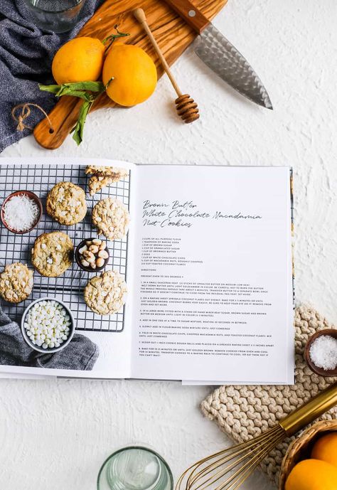 Mother's Day Gift Idea: Cookbook with Artifact Uprising Cookbook Photography Inspiration, Cook Book Design Layout, Cookbook Styling, Photobook Ideas, White Chocolate Macadamia Nut Cookies, Recipe Book Design, Cookbook Design, Cooking Book, White Chocolate Macadamia