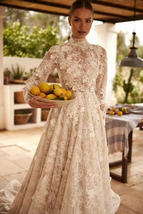 Wedding Gown Plus Size, High Neck Long Sleeve Wedding Dress, Long Sleeve Wedding Dress Vintage, High Neck Wedding Dress, Lace Wedding Gown, Lace Wedding Dress With Sleeves, Gown Plus Size, Long Sleeve Wedding Dress Lace, Lace Wedding Dress Vintage