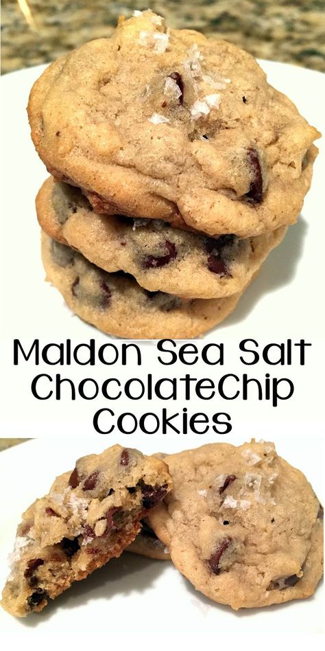 Maldon Salt Recipes, Chocolate Sea Salt Cookies, Sea Salt Chocolate Chip Cookies, Salt Chocolate Chip Cookies, Sea Salt Cookies, Maldon Salt, Flake Chocolate, Sea Salt Recipes, Salt Recipes