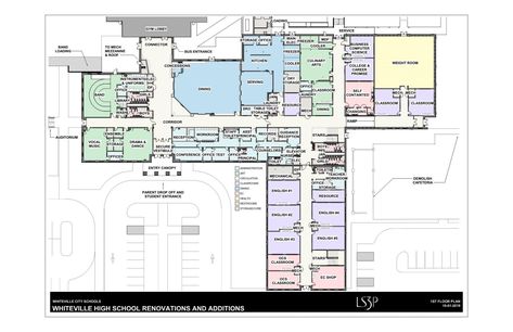 Private School Floor Plan, High School Floor Plan, High School Blueprints, Elementary Schools Design Floor Plans, Classroom Floor Plan High School, Band Rooms, School Floor, School Floor Plan, High School Plan