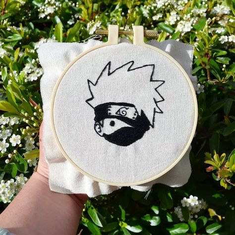 Kakashi Embroidery, Sewing Embroidery, Sewing Embroidery Designs, Embroidery Ideas, Embroidery Art, Embroidery Designs, Embroidery, Sewing, Anime