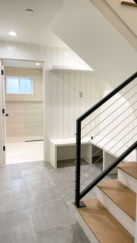 Mudroom Next To Stairs, Stairs In Mudroom, Mud Room With Stairs, Mud Room Under Stairs, Mudroom With Stairs, Mudroom Under Stairs, Stairs Mudroom, The Space Under The Stairs, Mudd Room