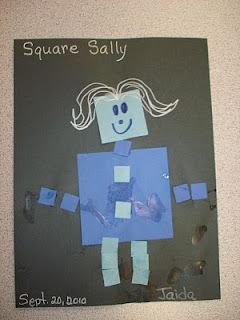 Square Sam/Sally (shape people) Shape Crafts For Preschoolers, Shape Project, November Preschool, Preschool Shapes, September Preschool, Math Preschool, Shapes Lessons, Shape Activities Preschool, Crafts For Preschoolers