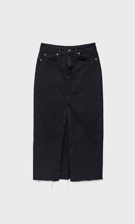 Midi Jean Skirt Outfits, Midi Rok Outfit, Black Denim Outfit, Midi Rock Outfit, Denim Midi Skirt Outfit, Black Denim Skirt Outfit, Black Denim Midi Skirt, Midi Jean Skirt, Jean Midi Skirt