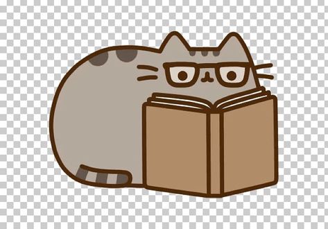 Book Cartoon Aesthetic, Anime Character Reading Book, Cat Reading Book Drawing, Pusheen Reading, Book Icon Png, Pusheen Book, Cat Reading A Book, Bookmark Crochet Tutorial, Cat Reading Book