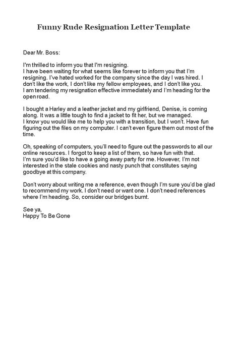 Looking for a way to leave your job with a touch of humor? Our Funny Rude Resignation Letter Template is just what you need! Download now and inform your company in a hilarious way that you're resigning. Don't miss out on this opportunity! Funny Resignation Letter, Resignation Letter Template, Hate Work, Resignation Letters, Funny Rude, Resignation Letter, I Dont Like You, Don't Like Me, Business Templates