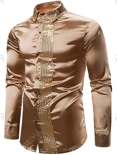 Shiny Sequins Panel Button Up Shirt , #AD, #Sequins, #Shiny, #Panel, #Shirt, #Button #affiliate Silk White Dress, 70s Mens Fashion, 1920s Mens Fashion, Mens Black Shirt, Mens Shirts Online, White Dress Shirt, Fashion 90s, Hipster Man, Tuxedo Dress