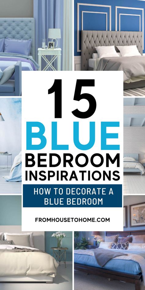 To create a tranquil and serene bedroom, try out these relaxing blue bedroom decor ideas. From classic blue and white bedrooms to glam and modern teal bedrooms, there is lots of decorating inspiration and pictures. Accent Colors For White Bedding, Blue Bedrooms Ideas For Couples, Navy And Turquoise Bedroom, Sky Blue Bedroom Walls Decorating Ideas, Beautiful Blue Bedrooms, Cerulean Blue Bedroom, Blue Gray And White Bedroom, Teal And Blue Bedroom, Gray And Teal Bedroom Ideas