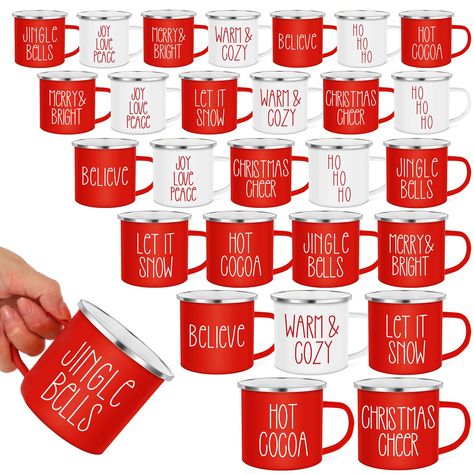 PRICES MAY VARY. Set of 27: you will receive 27 pieces of Christmas coffee mugs printed with different words, which are enough to satisfy your daily personal use, and also you can share with your family and friends Sweet and Thoughtful Gifts: these enamel mugs arr a nice gift idea for Christmas, holidays, winter, and New Year, which can be sent to your mom, dad, girlfriend, sister, colleague and more, and they will love this heartwarming gift Simple Festival Design: these Christmas travel mugs m Simple Holiday Gifts For Coworkers, Mason Jar Christmas Gifts For Coworkers, Inexpensive Christmas Gifts For Family, Mug Gifts Ideas Filled, Best Teacher Christmas Gifts, Small Christmas Gifts For Coworkers, December Vibes, Business Christmas Gifts, White And Red Christmas