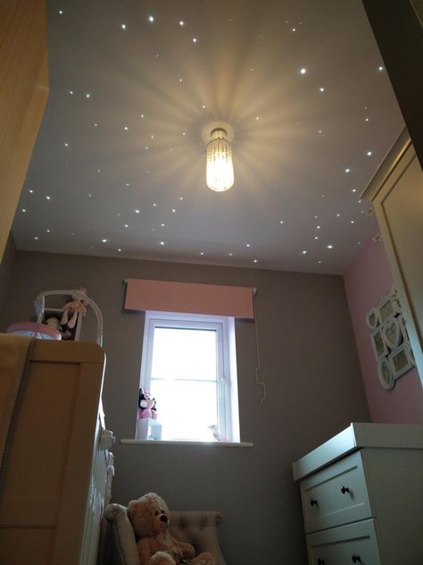 How to get star twinkle lights on the baby's nursery ceiling without spending a bundle. Nursery Star Ceiling, Twinkle Lights Nursery, Nursery Twinkle Lights, Nursery Lights Ceiling, Twinkle Light Ceiling, Twinkle Lights On Ceiling, Twinkle Lights Ceiling, Nursery Lighting Ideas, Nursery Lighting Ceiling