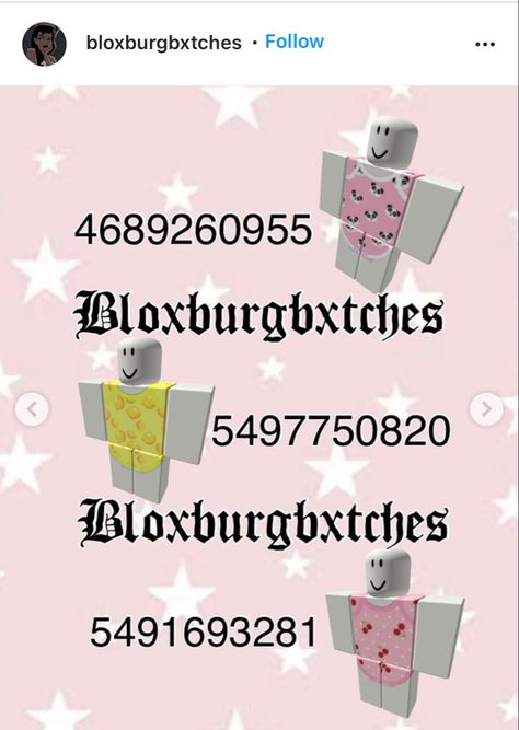 Onesie Codes For Berry Ave, Roblox Onesies Codes, Bloxburg Baby Outfit Codes, Roblox Baby Outfit Codes, Bloxburg Hacks, Bloxburg Outfits, Clothing Codes, Clothes Codes, Code Clothes